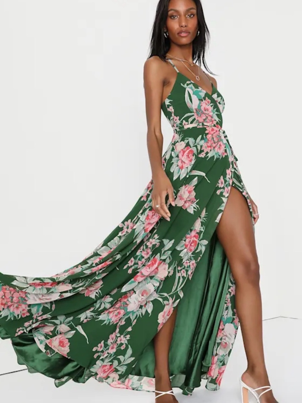 Lulu's Green Elegantly Inclined Floral Maxi